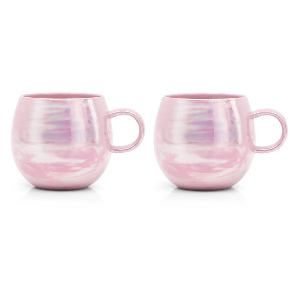 AIXZ 2Pcs/Set Mugs Ceramic Mug Coffee Cup 350 ML 470 ML Large Capacity Tea Mug Couple Lover For Friend: 470ML Pinkx2
