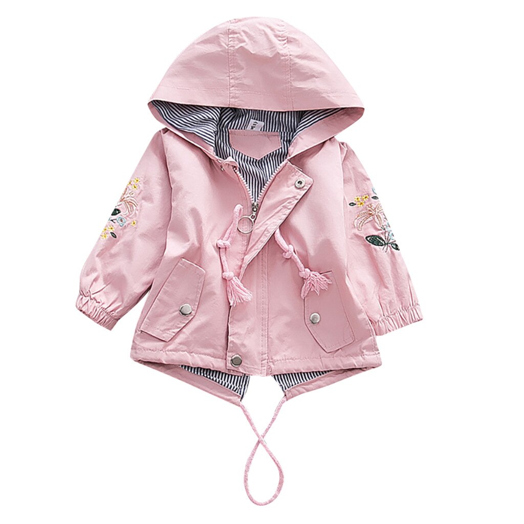 Windjack Kinderen Jassen Peuter Baby Kleding Kids Meisjes Bloemen Hooded Winddicht Jas Uitloper Casual Kleding: Pink / 12m