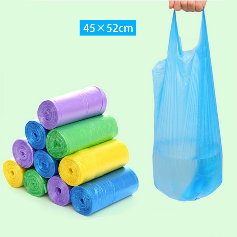 25PCS/Roll Home Plastic Eco-friendly Trash Bags Dustbin Dispenser Carry Bags Vest Style Garbage Disposal Bags Waste Storage Bag