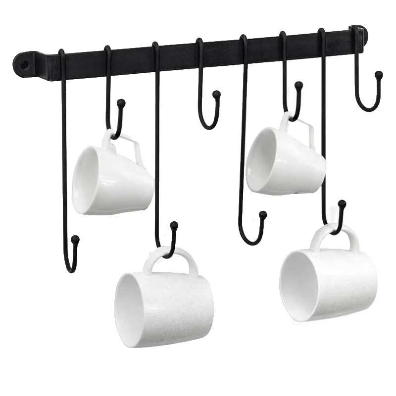 NOUVELLE Tasse À Café Support Mural Porte-Gobelet À Café Avec crochets Flexibles Pour tasses, Tasses, ustensiles de Cuisine (16 pouces/Noir)
