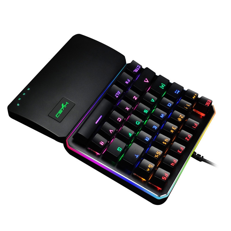 Hand keyboard 35-key RGB Multiple Backlight Mode HXSJ One-Handed Gaming Keyboard LSuitable for Game Players