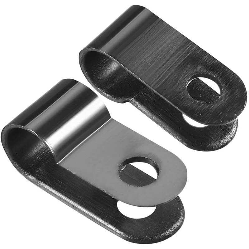 210 Pcs Plastic Cable Clamp Black Nylon Screws, R-Type Cable Wire Clip Clamp Fasteners for Wire Management
