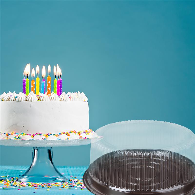 10/20PCS Transparent Plastic Cake Pastries Box 8 Inch Muffin Holders Cupcake Cases Boxes Round Cake Box (Black)