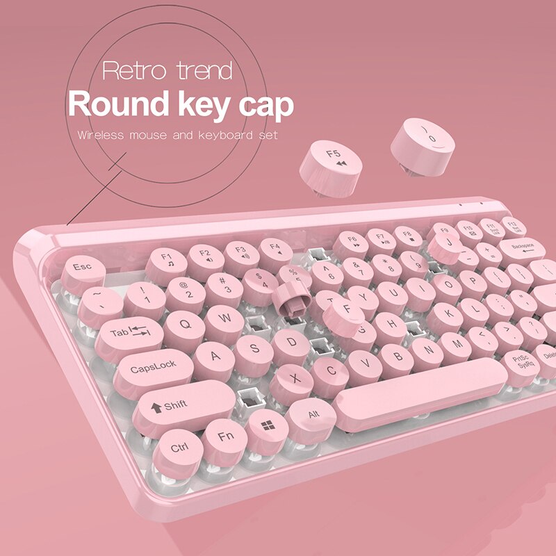 Teclado inalámbrico de 2,4G para videojuegos, conjunto de ratón para Macbook, Xiaomi, PC, Gamer, teclado mágico portátil, ratón, Combo rosa para chica