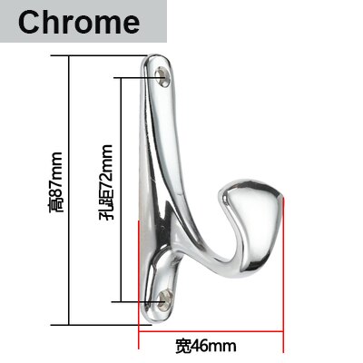 87*46mm Brons Metalen deur muur haken hanger Antieke Haken Muur Hanger Gebogen Gesp Hoorn Lock Sluiting Gewaad haken Voor Kleding: Chrome