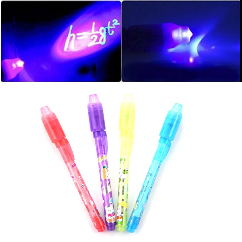 1PCS Cute Stationery Magic 2 in 1 UV Black Light Combo Invisible Ink Pen Popular highlighter pens Random Color