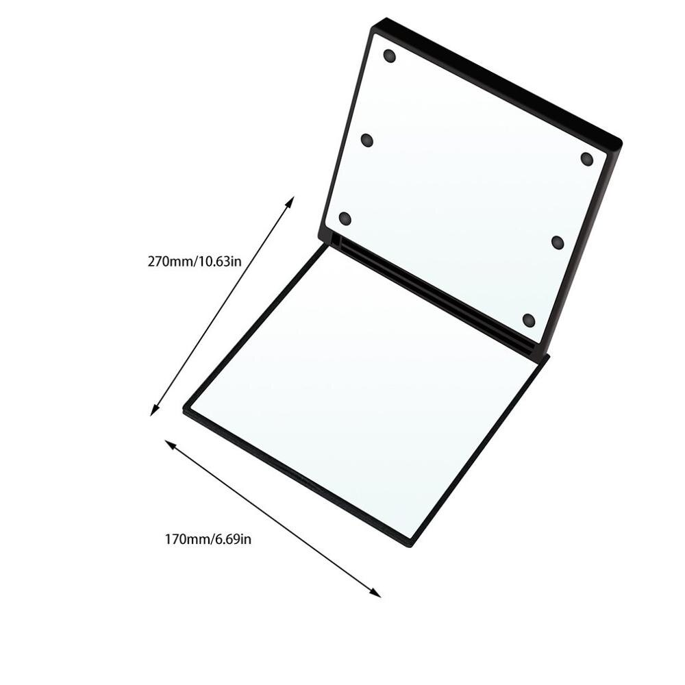 Square Cosmetic Mirror Dual Sided Illuminated Foldable 6 LED Light Makeup Mirror Travel Foldable Durable