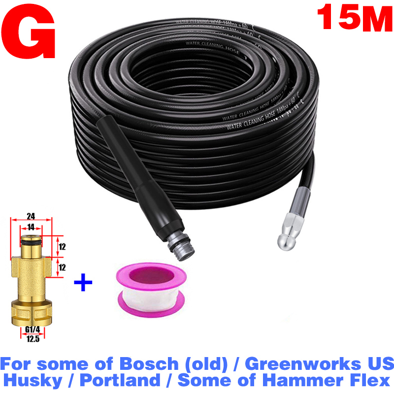 ROUE furet deboucheur canalisation deboucheur canalisation Buse de pour le nettoyage des égouts,tuyau haute pression pour Karcher Bosch Interskol Elitech Nilfisk Huter Stihl Parkside Black Decker netoyeur haut pression: G
