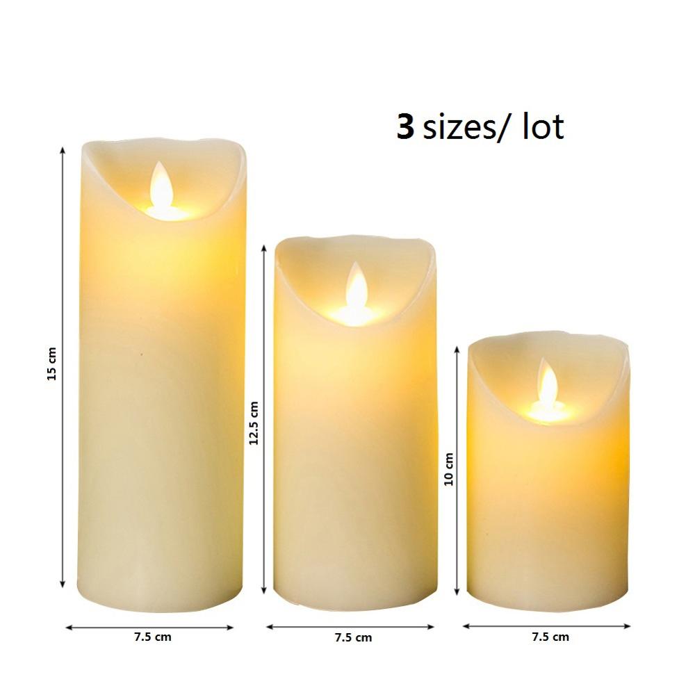 Flameless LED Candle Light Real Paraffin Wax Pillars Candle Light with Realistic Swing Flames for Home Christmas Wedding Decor: 3 sizes 1 set