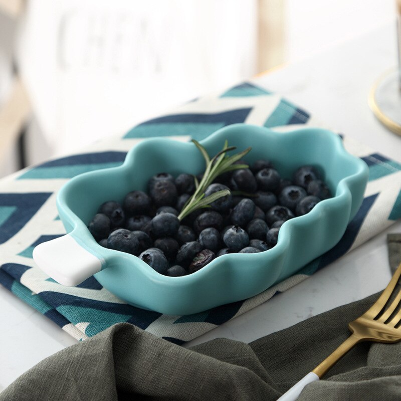 Creatieve Leuke Boom Vorm Ceramica Slabakken Salata Kasesi Huishoudelijke Luxe Restaurant Fruit Groenten Salade Servies: Blauw