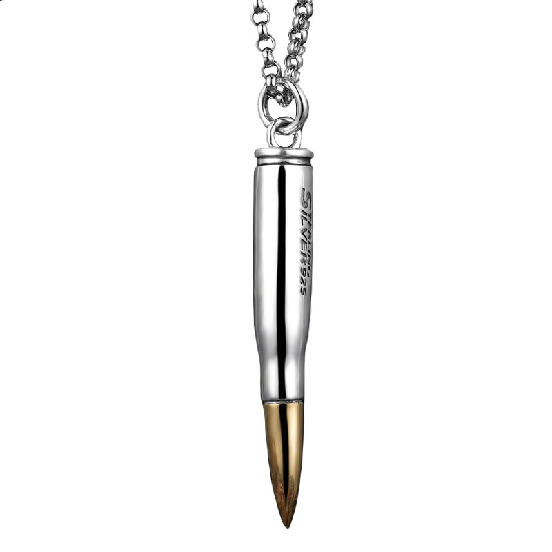 BALMORA Real 925 Sterling Silver Cool Bullet Open Box Pendant for Necklaces Women Men Couple Punk Retro Jewelry