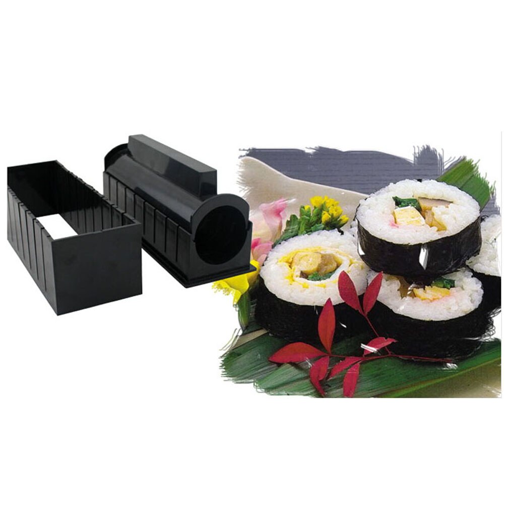 Rosenice 11 stk sushi form køkkenredskaber til madlavning sushi maker diy sushi ris rulleform (sort)