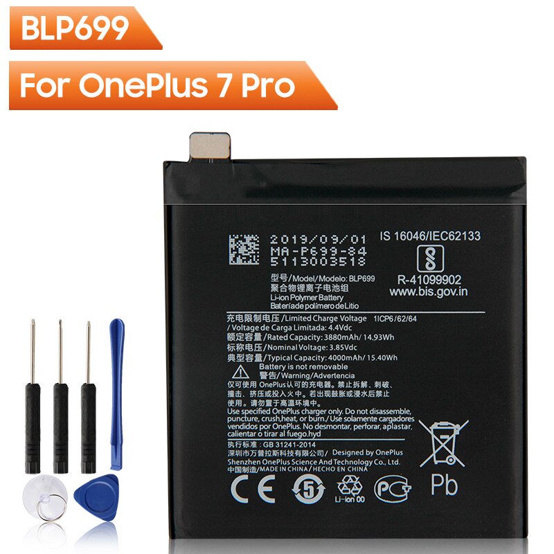 OnePlus Original Telefon Batterie BLP637 Für OnePlus 5 5T 6 6T 7T 7T Pro BLP571 Für onePlus 1 2 3 3T BLP685 Für OnePlus 7 7 Pro: BLP699-OnePlus 7 Pro