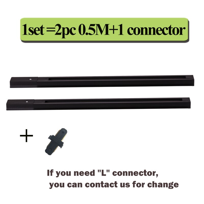 0.5M 1M Track Rail 2 Wire System Aluminum led Track Light Rail Universal Rail Connector Circuit Rails For LED Track Spotlight: 2pcs 0.5M / Black