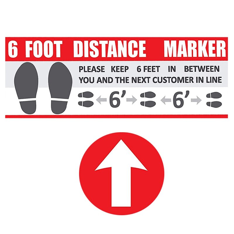 10PCS Social Distancing Stand Here Keep 6Ft in Between Distance Marker for Social Distancing Warning Floor Stickers