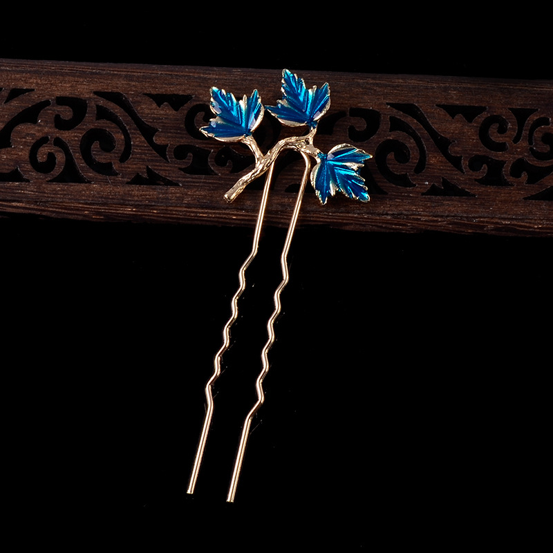 Antiikin orkidea kukka hiuspuikko cloisonne emali luksuskoru sininen hiusneula kiinalainen vintage käsintehdyt hiusneulat: 6