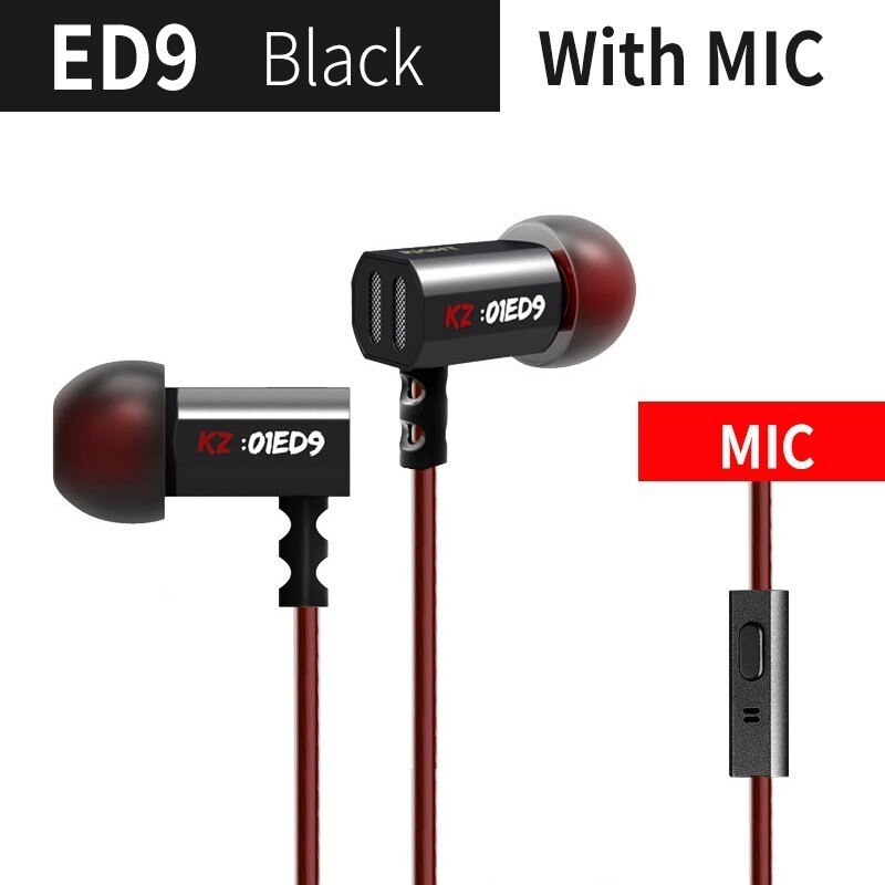 Kz ed9 fones de ouvido de alta fidelidade, super graves, música estéreo, fones de ouvido com cancelamento de ruído, fone de ouvido de celular com microfone: KZED9Blackwithmiic