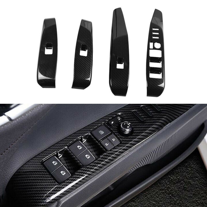 Carbon Fiber Window Lift Switch Button Panel Cover Trim for Toyota Camry