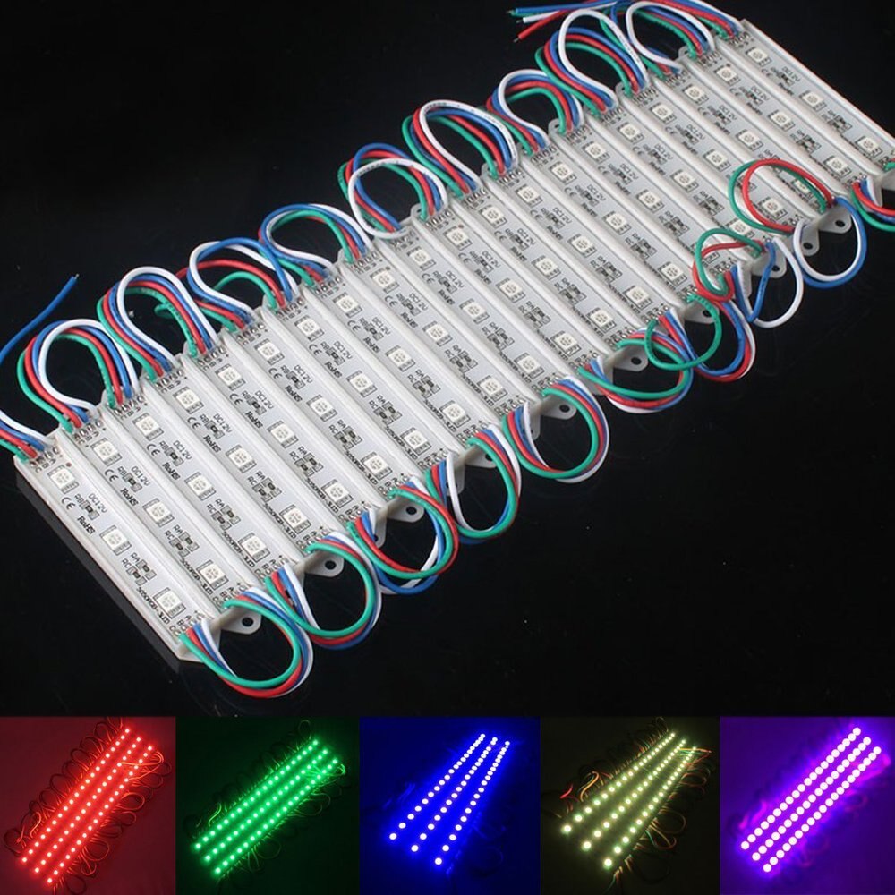 20pcs/lot 3 led 5050 led module 12v waterdichte rgb kleur veranderlijk led modules voor buiten decoratie verlichting energiebesparing