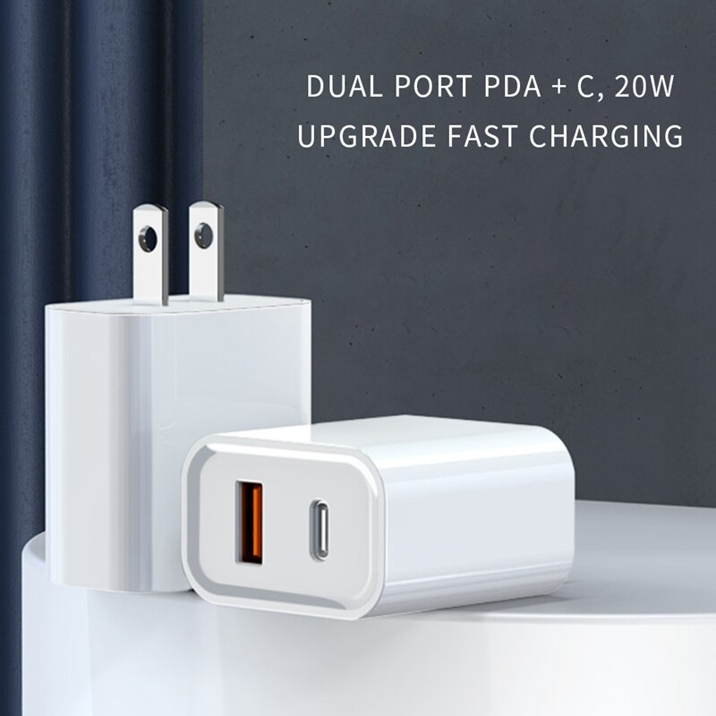 LBER USB C Charger Block For Iphone 12, USB C Wall Charger 18W Power Adapter Portable Charger With Foldable Plug, US Plug