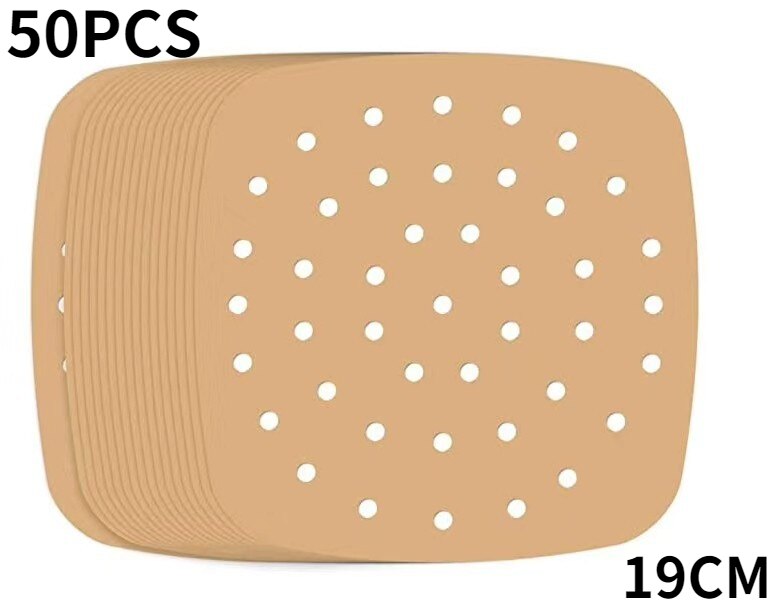 Friteuse à Air en Silicone réutilisable, accessoires, tampon isolant, outil de cuisson, disponible des deux côtés: D 19CM 50PCS