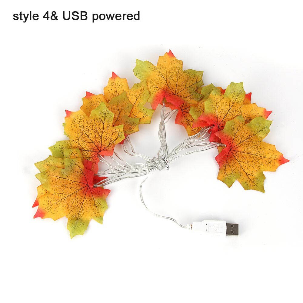 1.5m ahornblade led snor 10 led /3m 20 led aa batteri usb drevne efterårsplanter hegn festlys trappegelænder dekoration: Style 3 usb / 1.5m
