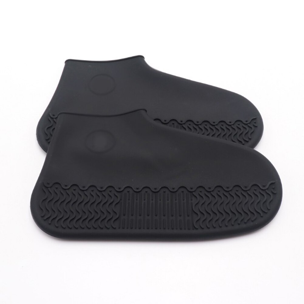 Silicone imperméable chaussures couvre cyclisme pluie réutilisable couvre-chaussures Silicone Latex élastique chaussure couverture chaussures organisateurs beignet: Black / L