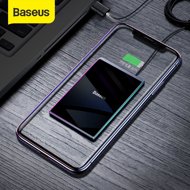 Baseus Ultradunne Draadloze Oplader Voor Iphone Xs Max Xr 8 Draagbare 15W Snelle Draadloze Opladen Pad Voor huawei Mate 20 Pro P30 Pro