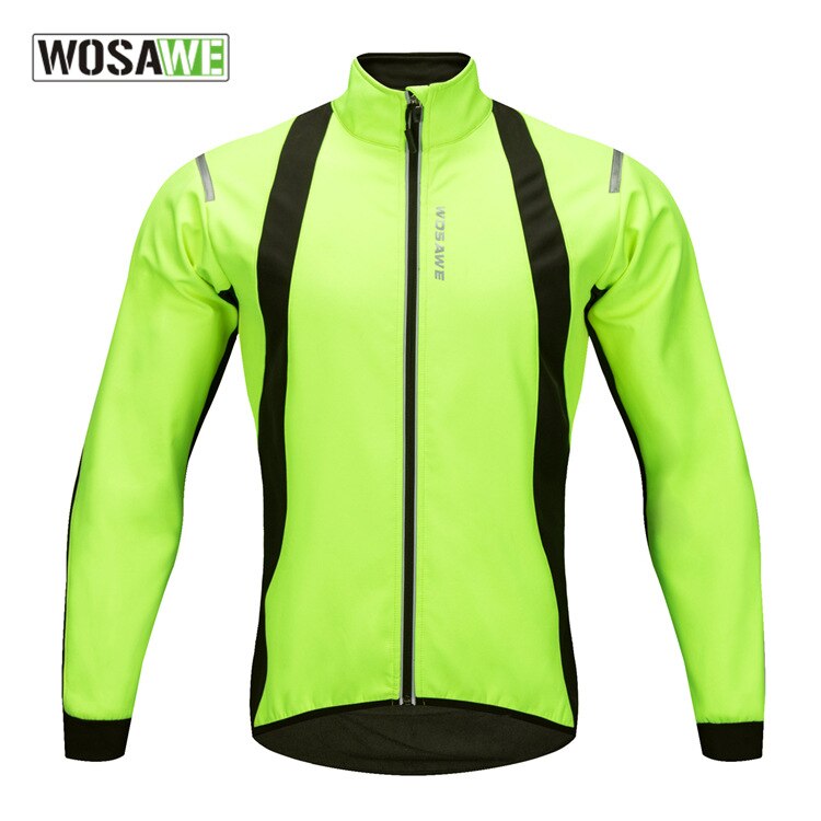 Chaqueta de ciclismo verde fluorescente para hombre, ropa para bicicleta a prueba de viento, velo, jacke, ropa reflectante, abrigo térmico de lana para invierno