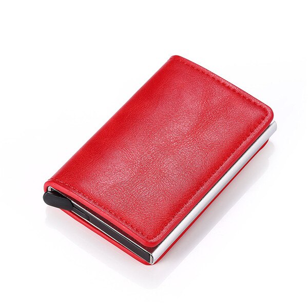 BISI GORO Slim RFID Wallet Business Card Holder Hasp Aluminum Credit Card Wallet Metal Credit Mini smart Men Purse Case: Red K9109