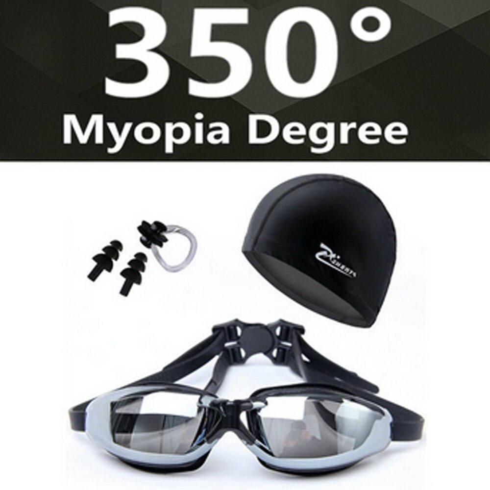Myopia Swimming Goggles HD shortsighted prescription glasses Acetate Spectacles plating lens adult swim goggles pools swiming: Myopia 350 black