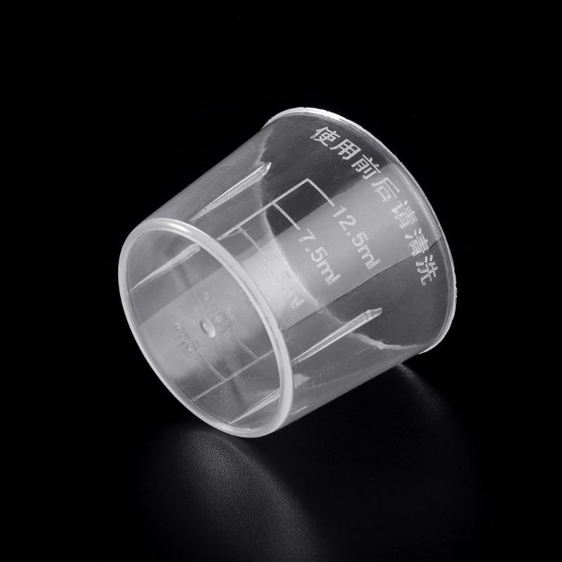 Taza medidora de plástico transparente, vaso de medida graduada, vasos de medicina medidora para laboratorio, 15ml, 10 Uds.