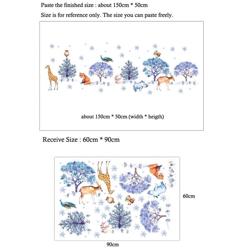 Snow land Animal Wall Stickers bedroom living room Background home decoration Mural Christmas decor Wallpaper Art Decals sticker