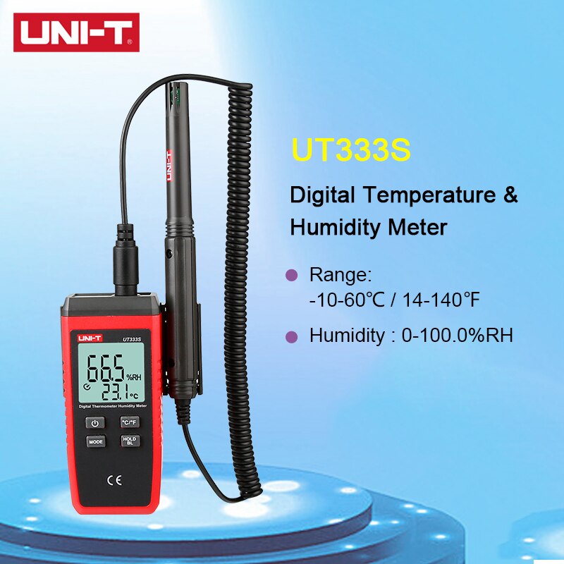 UNI-T UNIT UT333S Digital Temperature Humidity Meter Home Industrial Handheld Precise temperature and humidity sensor LCD screen