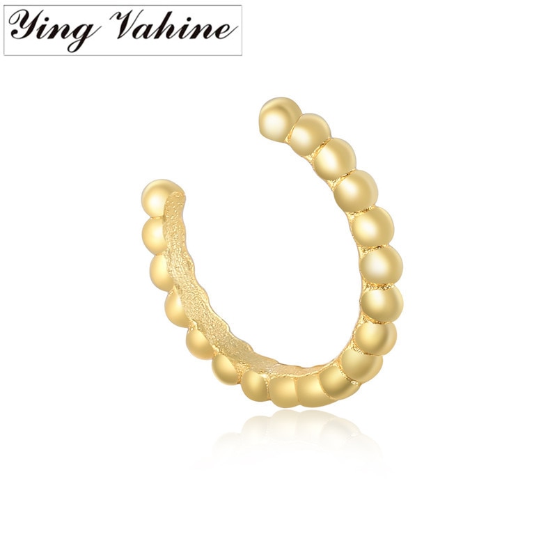 Ying vahine 1 stk 100% 925 sterling sølv perler øre manchet clip øreringe til kvinder