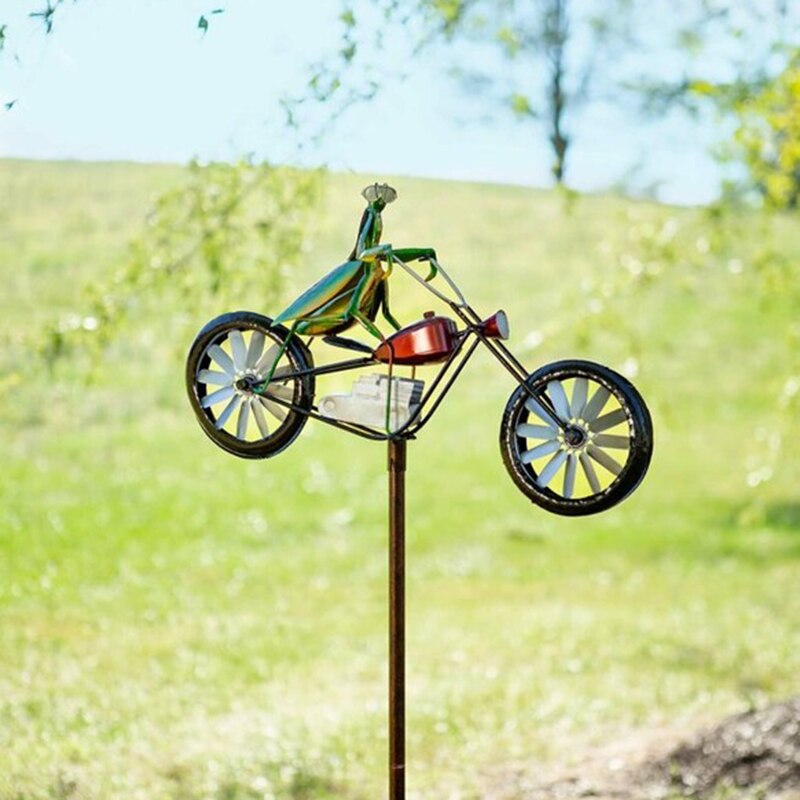 Molino de viento Vintage para bicicleta, estaca de Metal de rana para montar en moto, decoración para patio y jardín, 1 ud.: Praying mantis