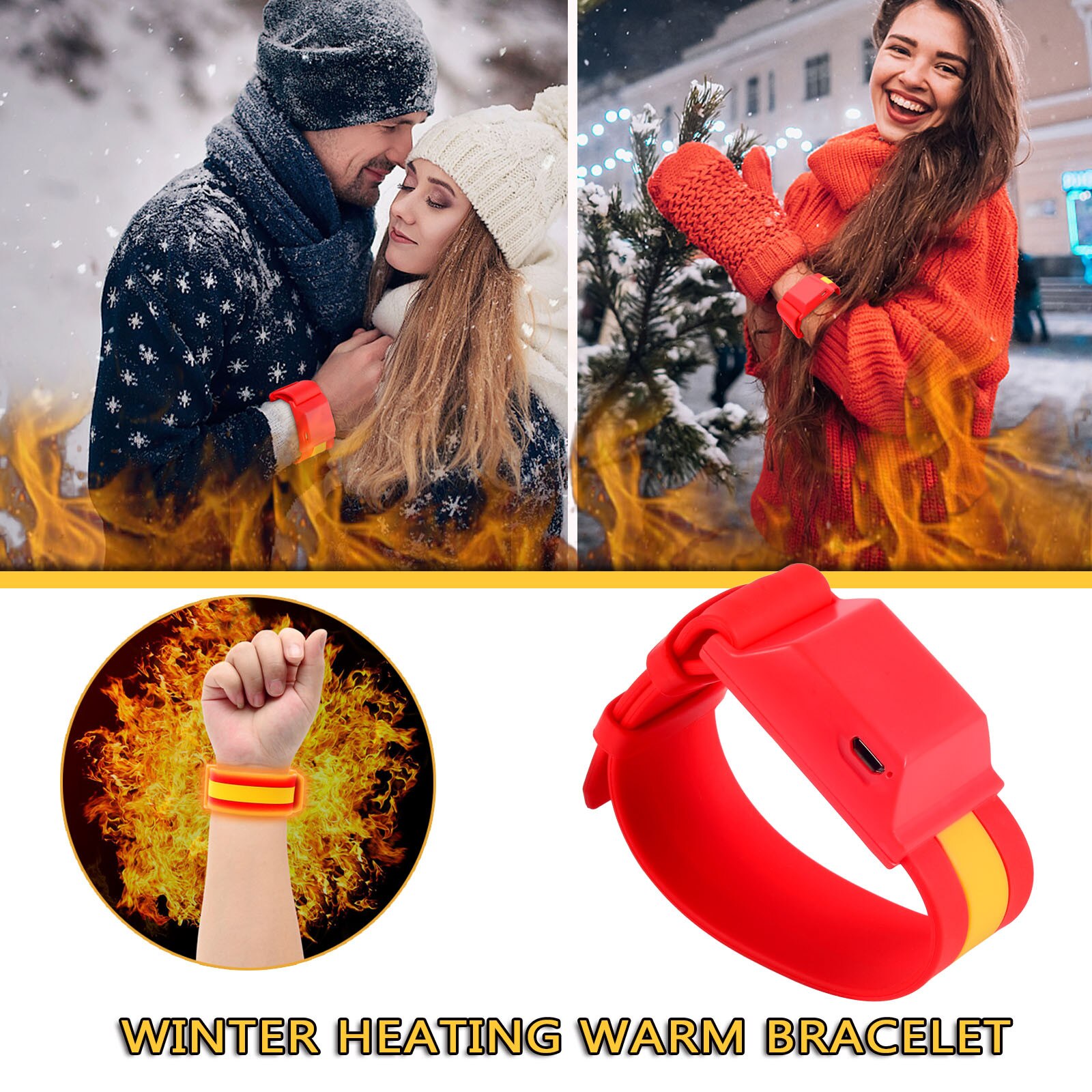 Smart warm control bracelet outdoor portable wrist USB charging hand warmer continuous heating simple and safe