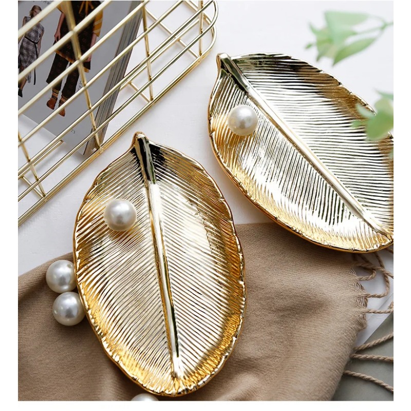 Keramik Blätter Erzähler Baum Blatt Schmuck Snacks Nachtisch Silber Ablage Rose Gold Keramik Schmuck Emaille Schmuckstück Erzähler