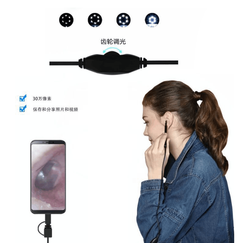 Video Ear Spoon Ear Canal Endoscope High-definition Earpick Visual Earwax Clean Tool 3 In 1 Ear Otoscope Camera Multifunction