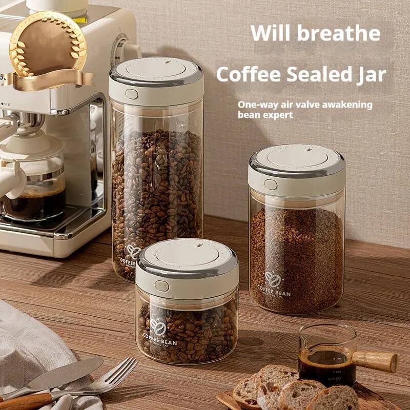 500/1100/1700ml Vacuum Coffee Sealed Jar With Date Tracker And Waking Bean Vae Storage Containers For Grain, Snack, Sugar, Tea