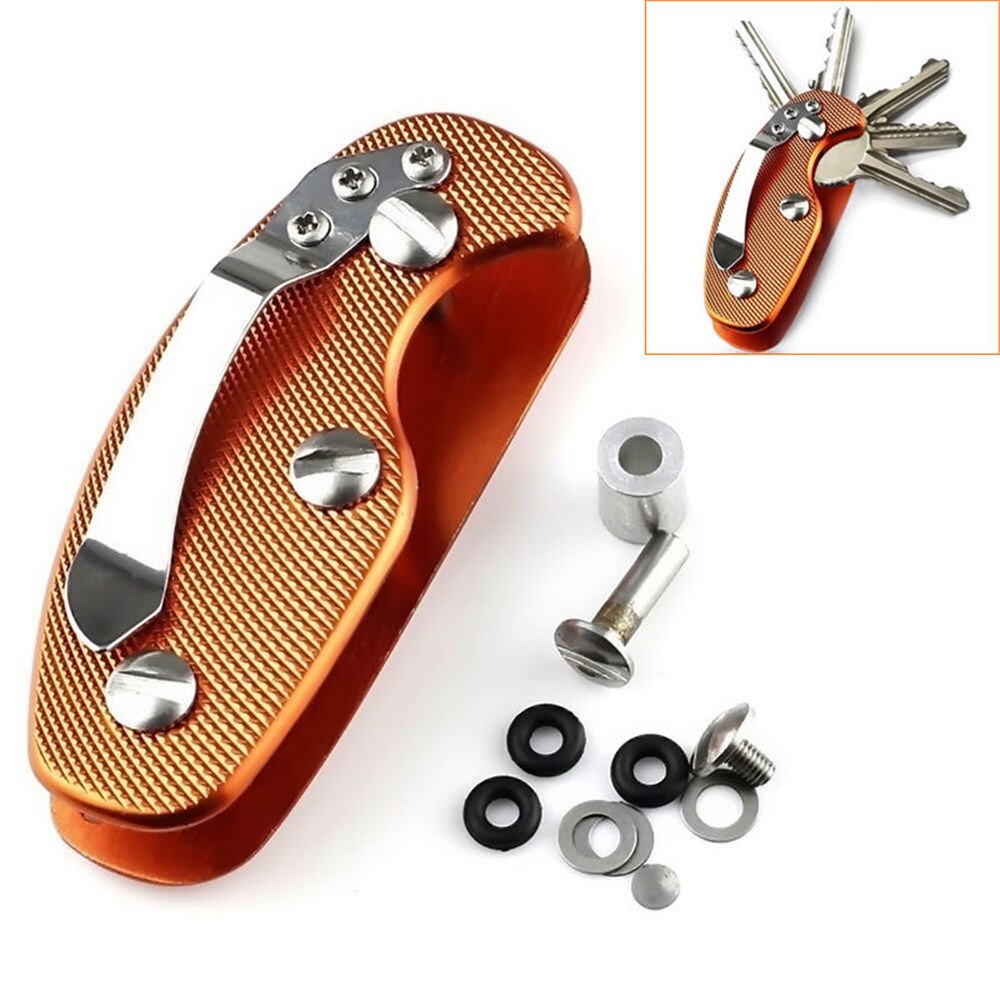 Kugghjul nyckelring hållare mapp multifunktions fickverktyg klämma arrangör samlare smart klipp kit bar bil prydnad tillbehör: Orange
