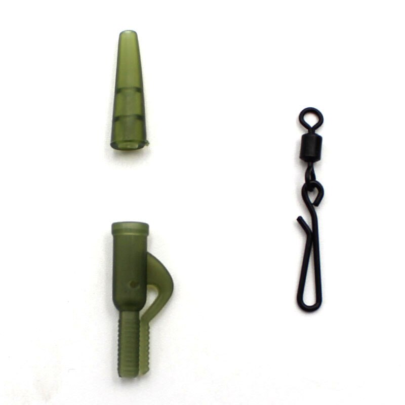 Kit de accesorios de pesca de carpa, Clips de goma de plomo, manga antienredos, giratorios de cambio rápido, aparejos de fabricación de aparejos de carpa, 30 piezas