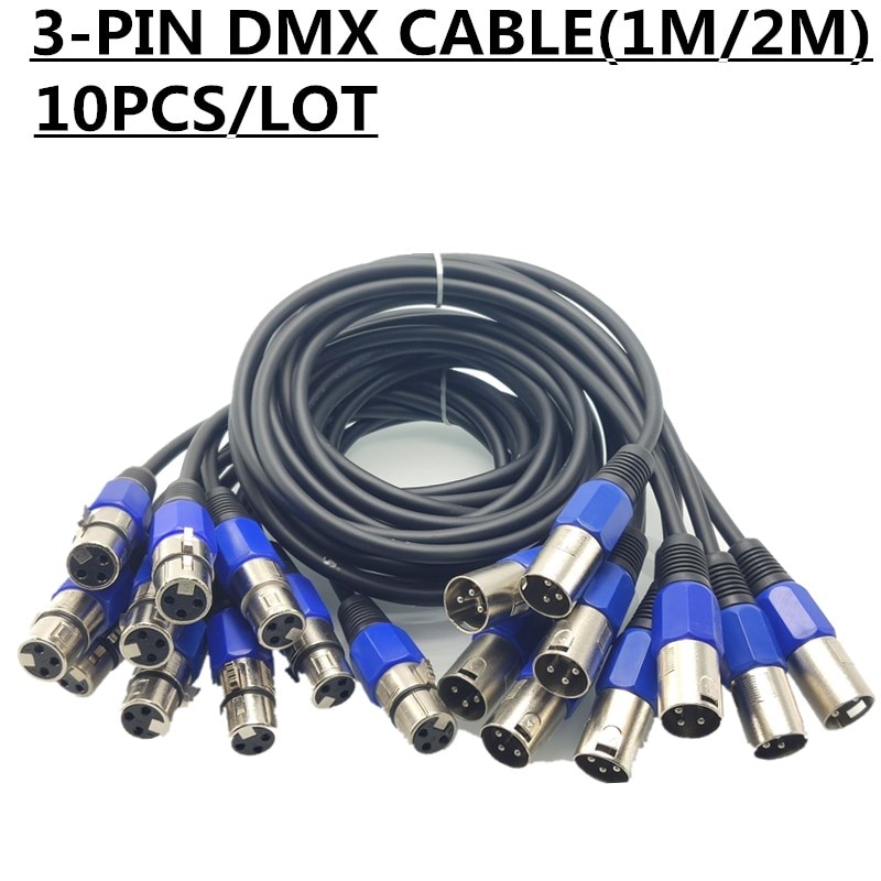 10 PCS/1 M/2 M DMX signaal lijnen metalen XRL 3-PIN DMX kabel professionele stage verlichting dj apparatuur