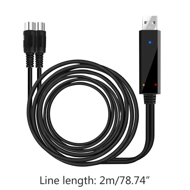 2m Keyboard Recording Editing Cable Electric Piano Converter Cable USB to Midi