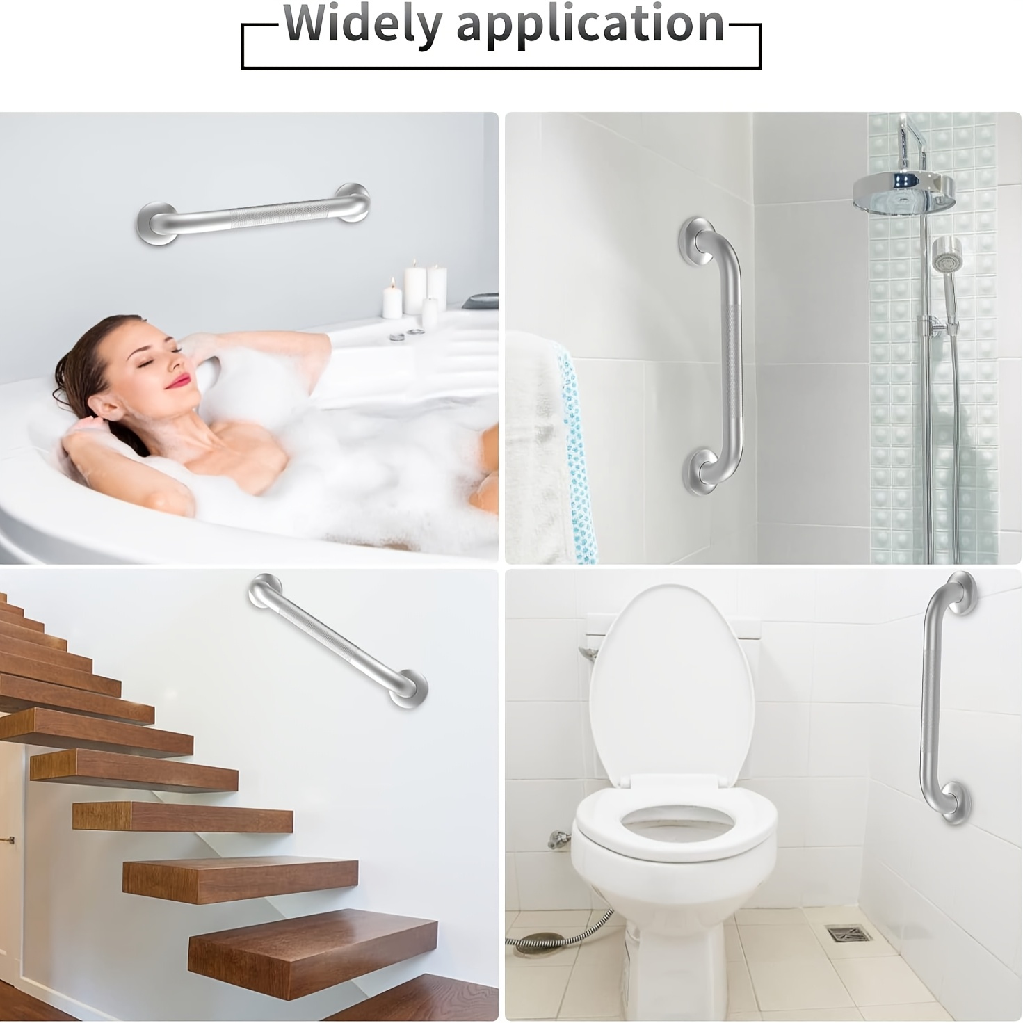 1/2 RVS douchegreep, 16", antislip badkamerveiligheidsgreep, geschikt voor badkuip en douche, aan de muur gemonteerde hulp, n