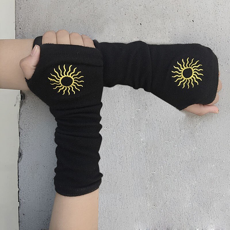 NiceMix Finger handschuhe lange Arm tragen Feste Neue Harajuku bestickt manschetten handschuhe männer frauen sommer dünne handschuhmacher sonnenschutz: Sonne