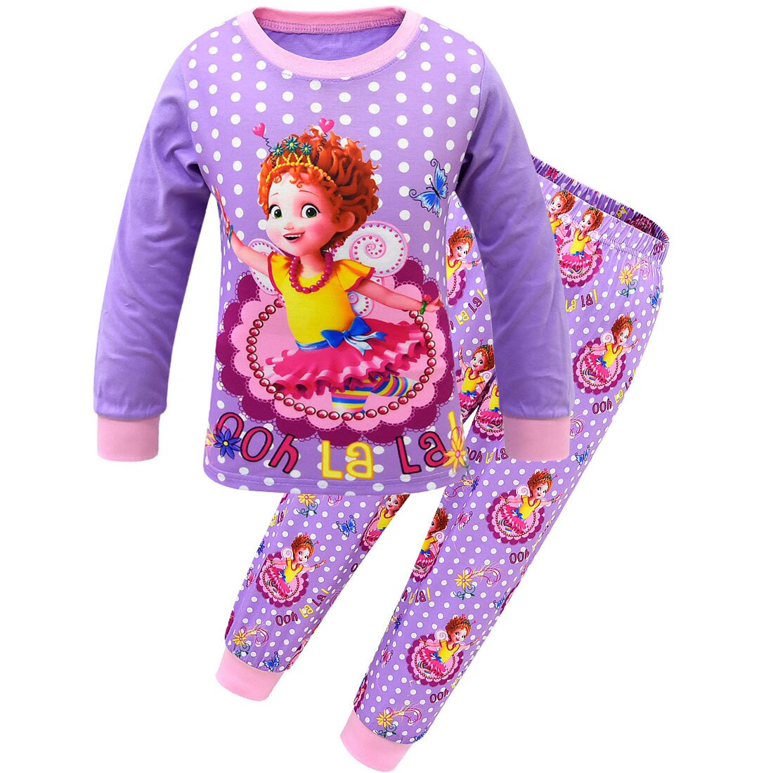 Kids fancy nancy grils Sleepwear Pyjamas Children Christmas Pijamas Home Clothing for Boys Long sleeve Tops Winter clothing: 1670 purple / 140cm