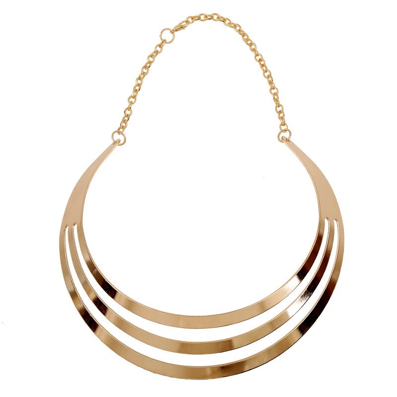 Overdreven Grote Verklaring Gold Metal Enamel Choker Ketting Voor Vrouwen Vrouwelijke Party Korte Kraag Sleutelbeen Keten Ketting Sieraden: Staal Kleur