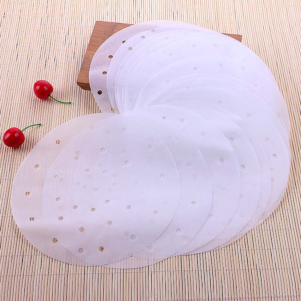 50/100Stck Bambus Korb Dampfer Papier Küche Kochen Bambus Dampfer schwach Summe Papier Unter Dampf matt Runde Nicht Stock Dampfer Neue
