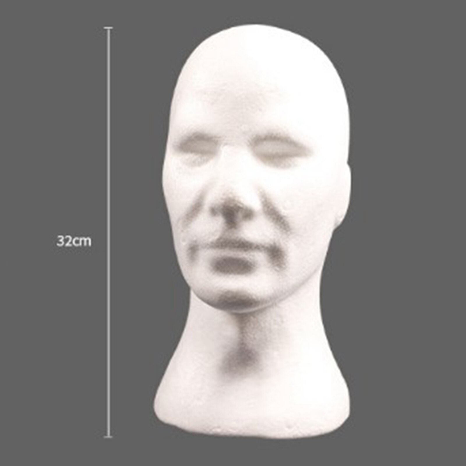 Manlig frigolit huvud 12.6 tum man skyltdocka manikin skum huvuden peruk hållare hörlurar hattar glasögon display stativ